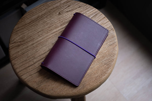 ALL SIZES - Purple Buttero Leather Stitched Traveler's Notebook (No inserts included)