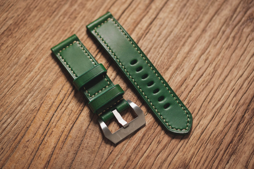 Olive green buttero leather watch strap HDCLE67