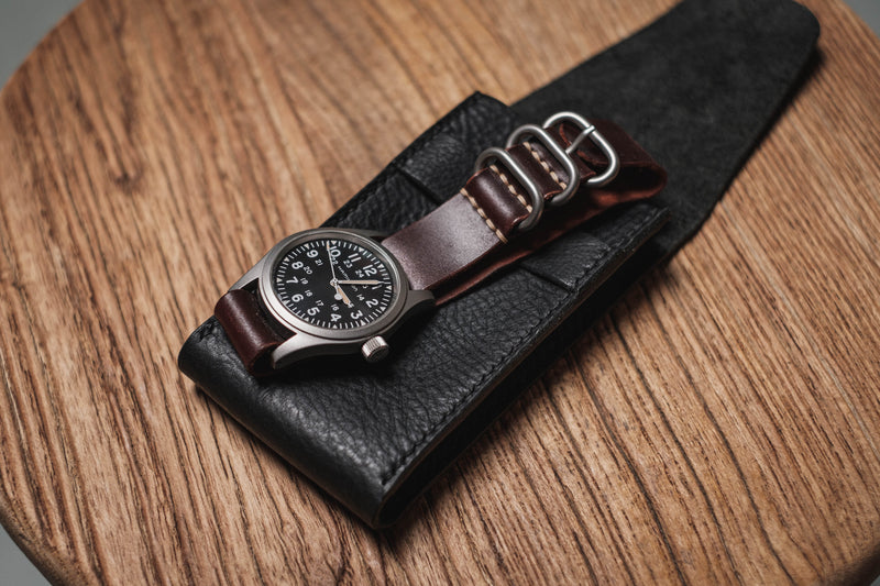 Étui pour montre en cuir tanné végétal Black Minerva Box (type B)