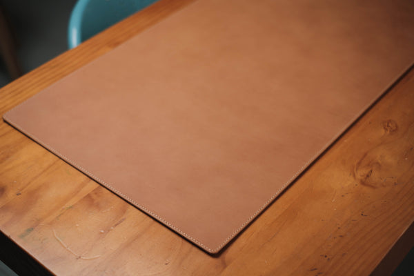 13 COLORS - Stitched Caramel Buttero Leather Desk / Keyboard & Mouse Pad