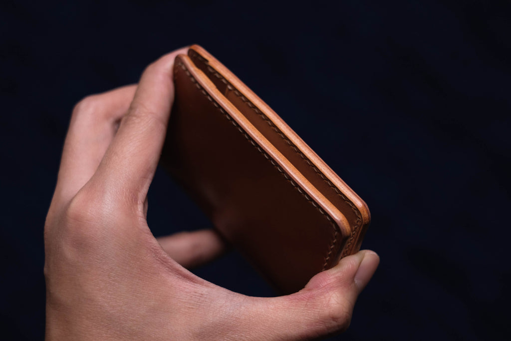 Whiskey Shell Cordovan 4-Slot Vertical Card Wallet