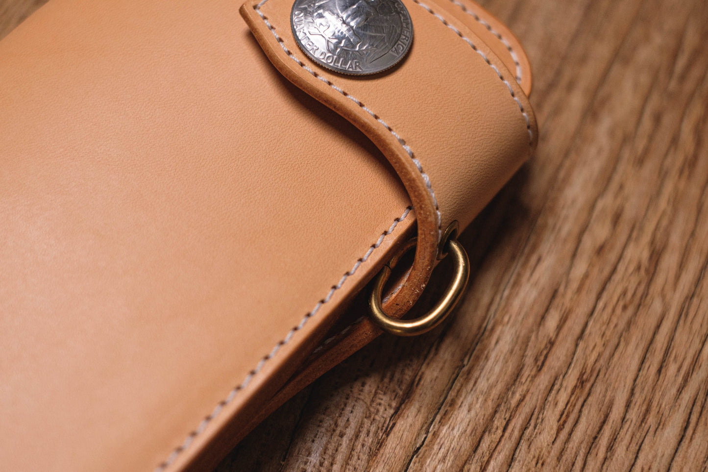 Portefeuille long en cuir naturel pour motard 