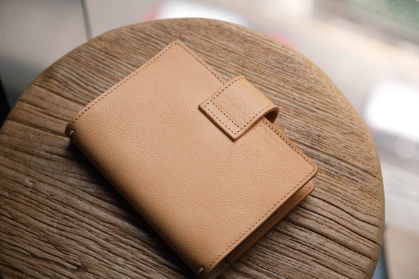 ALL SIZES - Natural Pebbled Leather Stitched Traveler's Notebook w/ Strap Closure (No inserts included)
