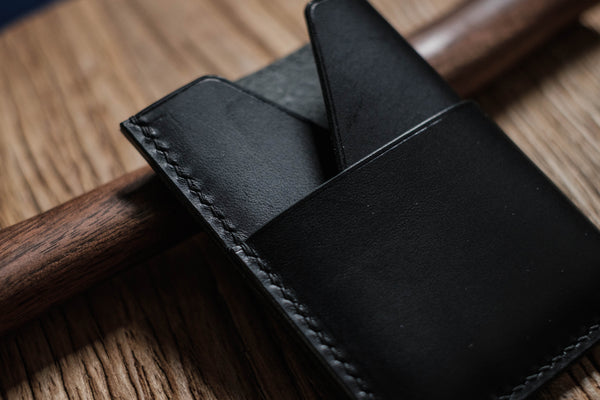 13 COLORS - Black Buttero Leather Kimono Card Wallet