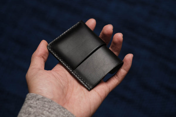 13 COLORS - Black Buttero Leather Kimono Card Wallet