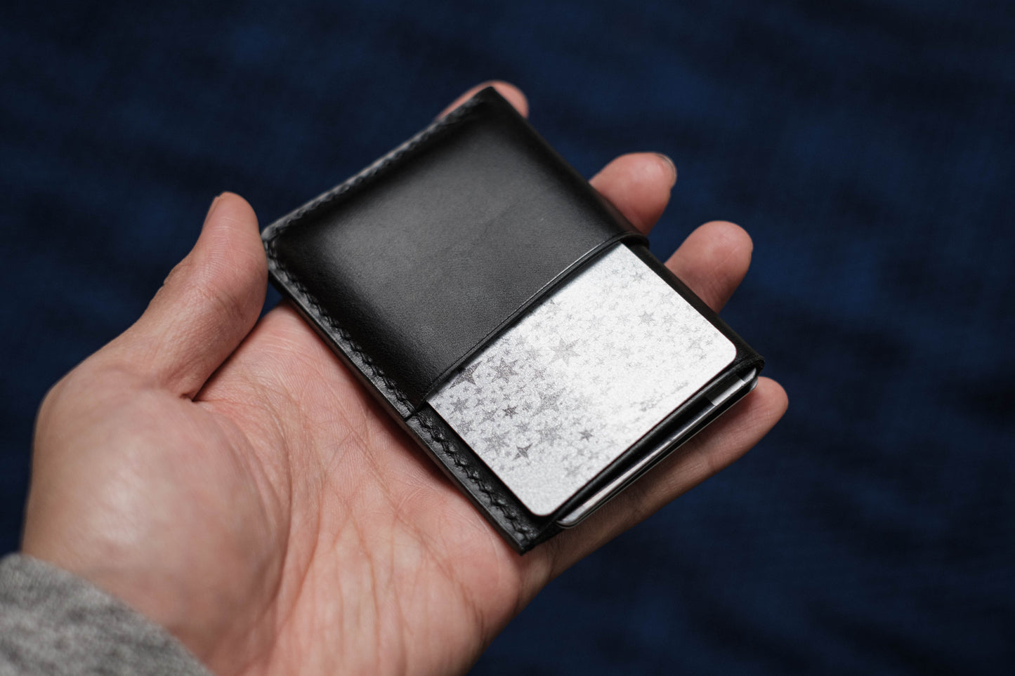13 COLORS - Black Buttero Leather Kimono Card Wallet