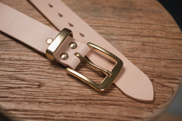 5 COLORS - Natural Vegetable-tanned Leather Standard Belt (1.5 inch, 38 mm wide)