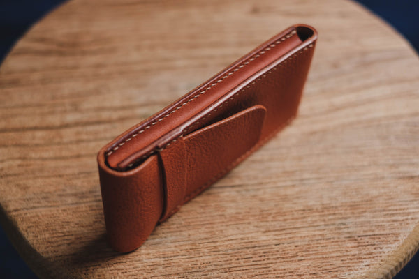 Orange-Brown Minerva Box Vegetable tanned Leather Watch Pouch