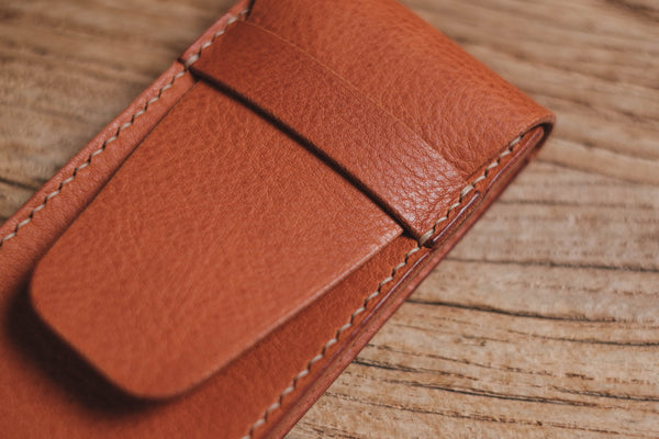 Orange-Brown Minerva Box Vegetable tanned Leather Watch Pouch