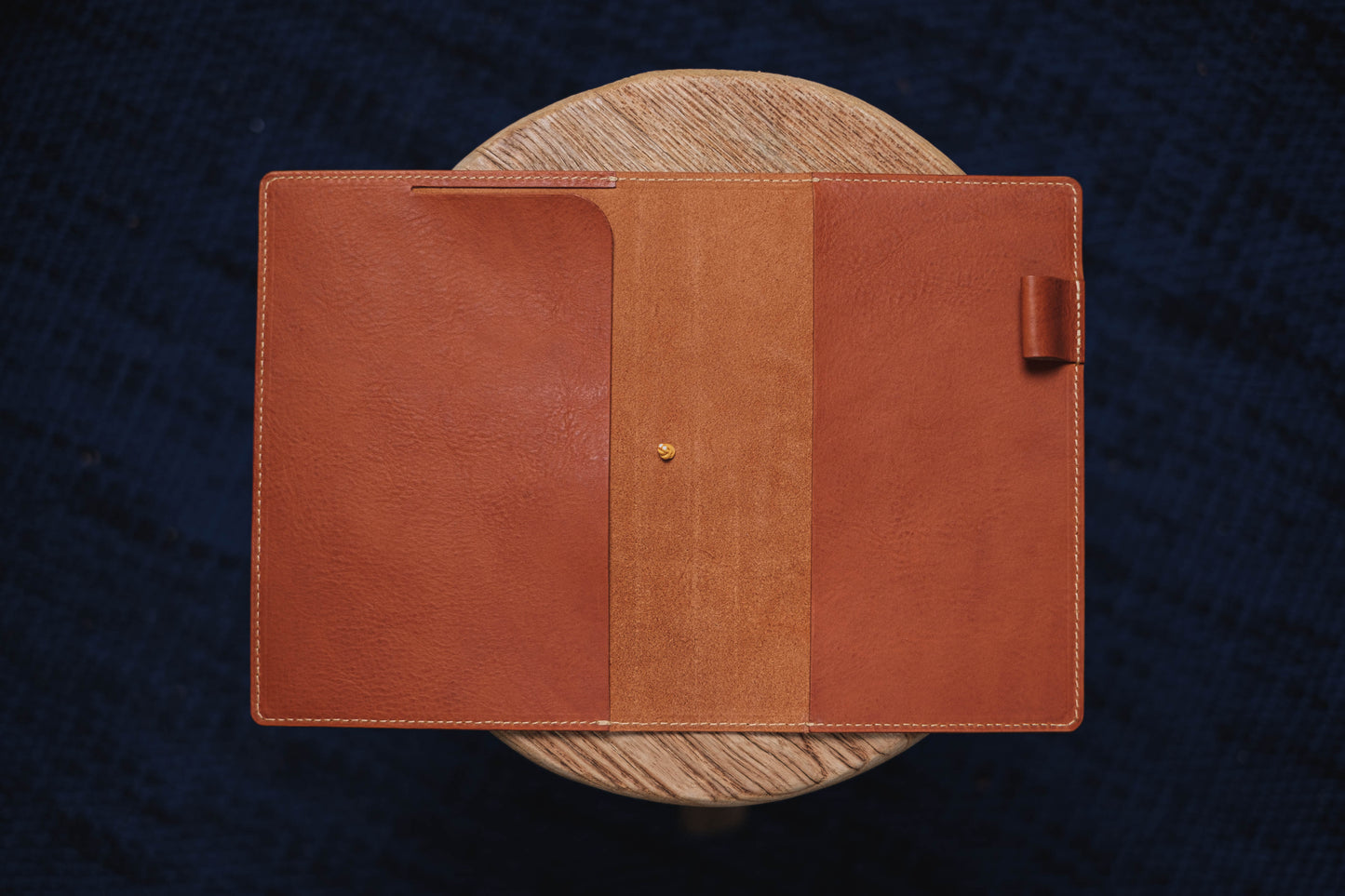6 COULEURS - Couverture de carnet en cuir grainé avec fermeture élastique A5/Hobonichi/Midori MD orange-marron