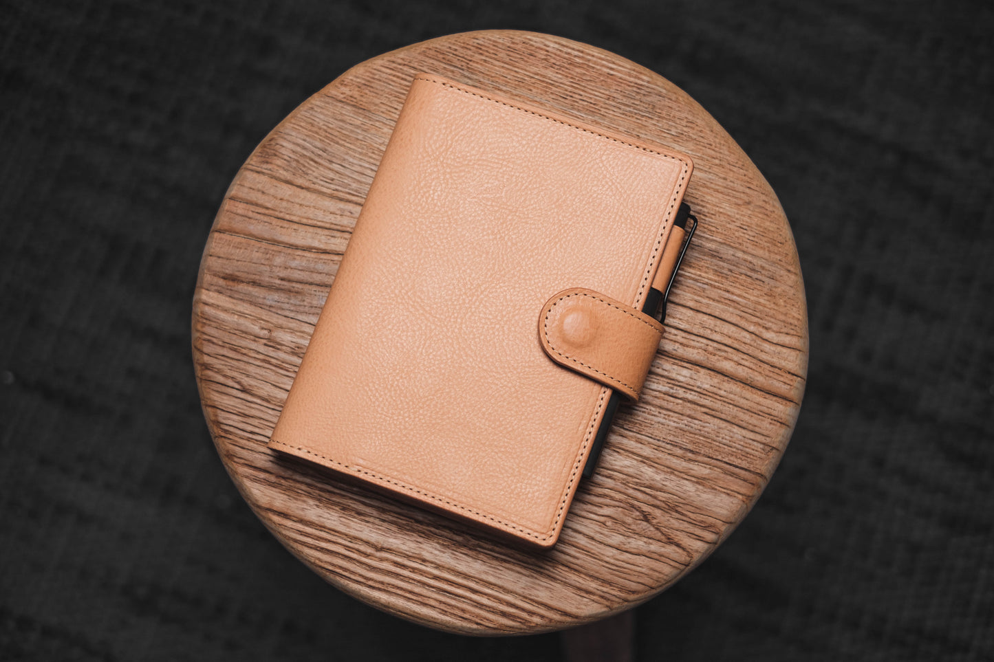 6 COLORS - B6/Stalogy Snap Closure Pebbled Leather Notebook Cover with Card Slots