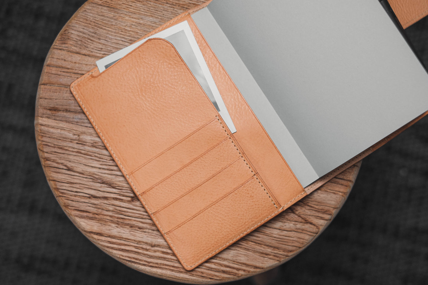6 COLORS - B6/Stalogy Snap Closure Pebbled Leather Notebook Cover with Card Slots