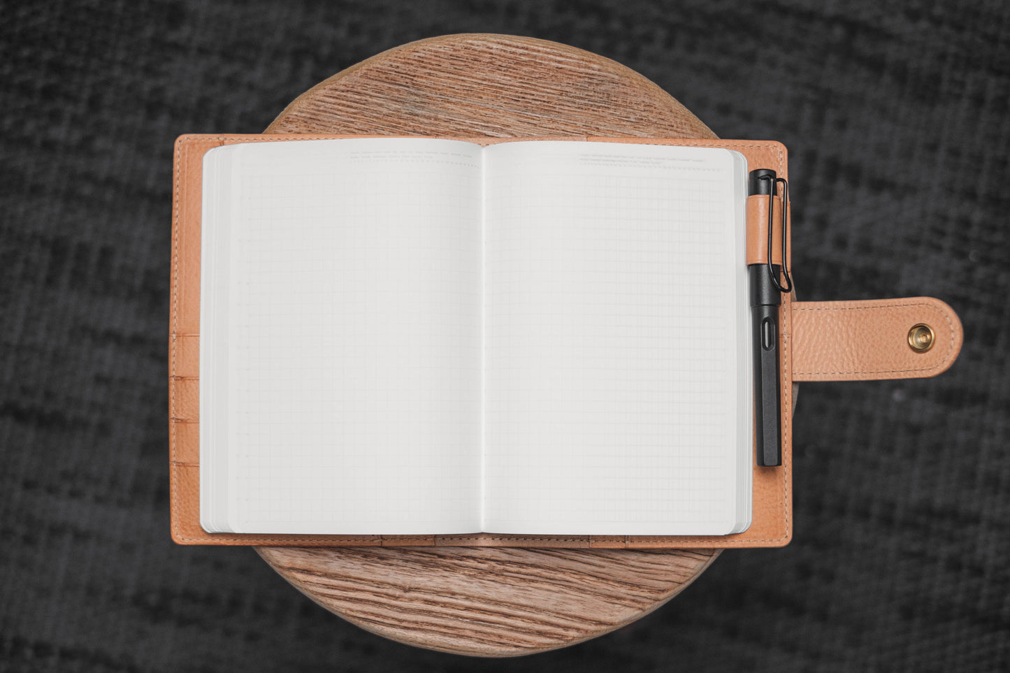 6 COLORS - B6/Stalogy Snap Closure Pebbled Leather Notebook Cover with Card Slots