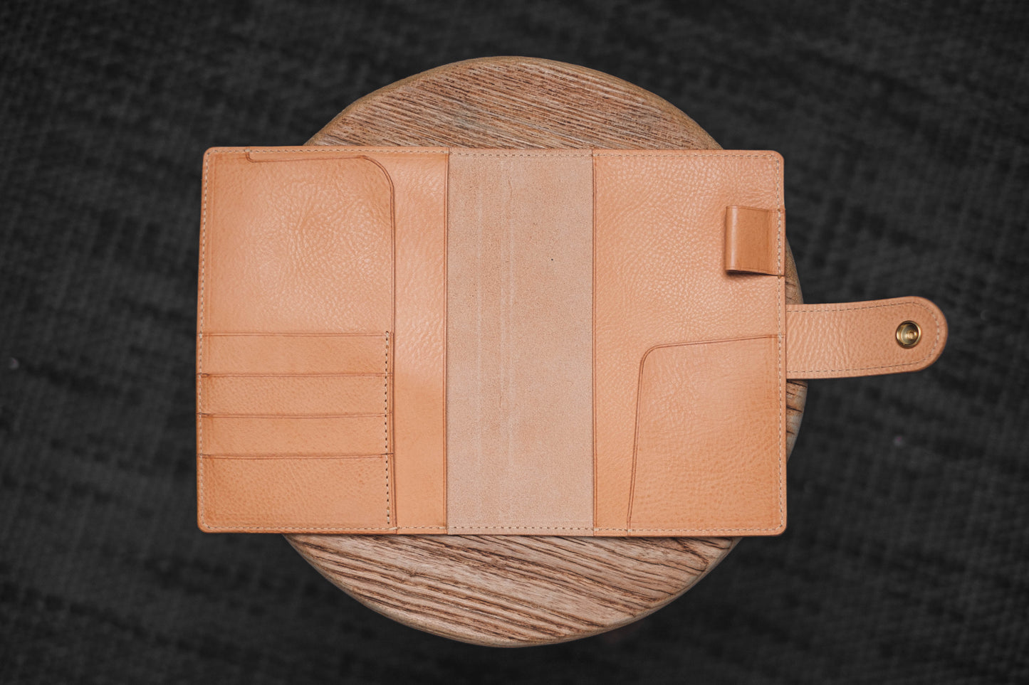 6 COLORS - B6/Stalogy Snap Closure Pebbled Leather Notebook Cover with Card Slots