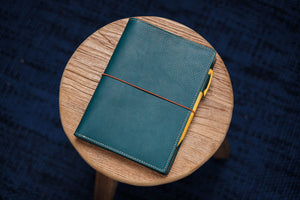 6 COLORS - A5/Hobonichi/Midori MD Navy Blue Elastic Closure Pebbled Leather Notebook Cover