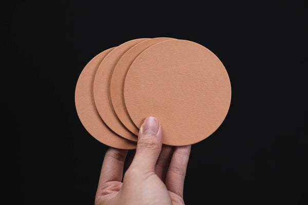 Natural Vegetable-tanned Leather Round Coaster Set