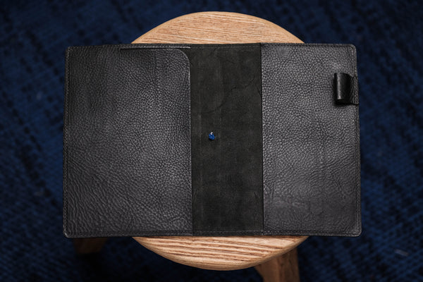 6 COLORS - A5/Hobonichi/Midori MD Black Elastic Closure Pebbled Leather Notebook Cover