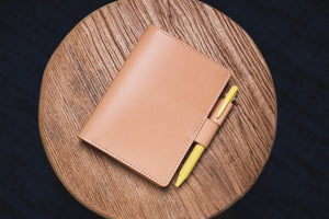 13 COLORS - A6/Hobonichi/Midori MD Buttero Leather Notebook Cover with interlocking pen loops