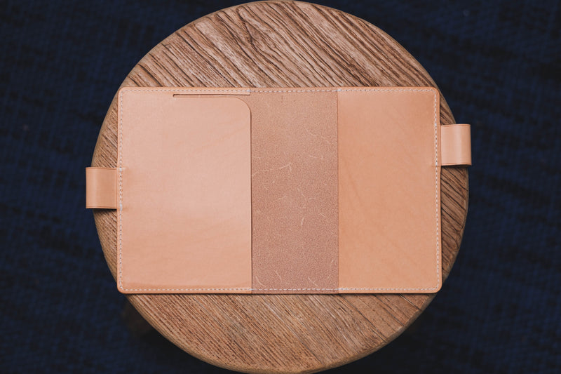 13 COLORS - A6/Hobonichi/Midori MD Buttero Leather Notebook Cover with interlocking pen loops