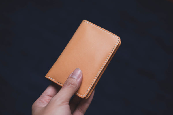 Natural Leather Vertical Card Wallet