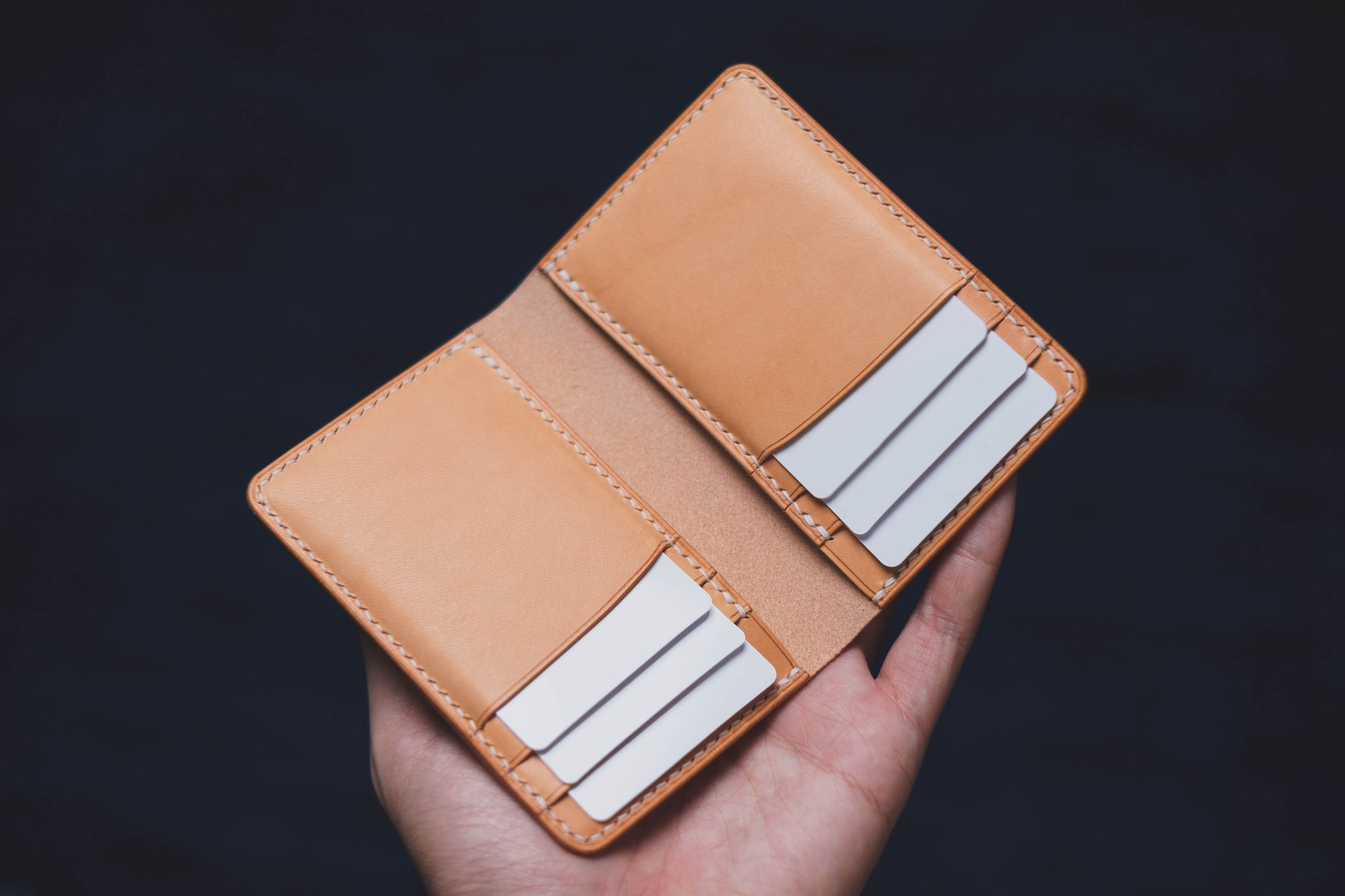 Leather Card Holder - Natural, Brown