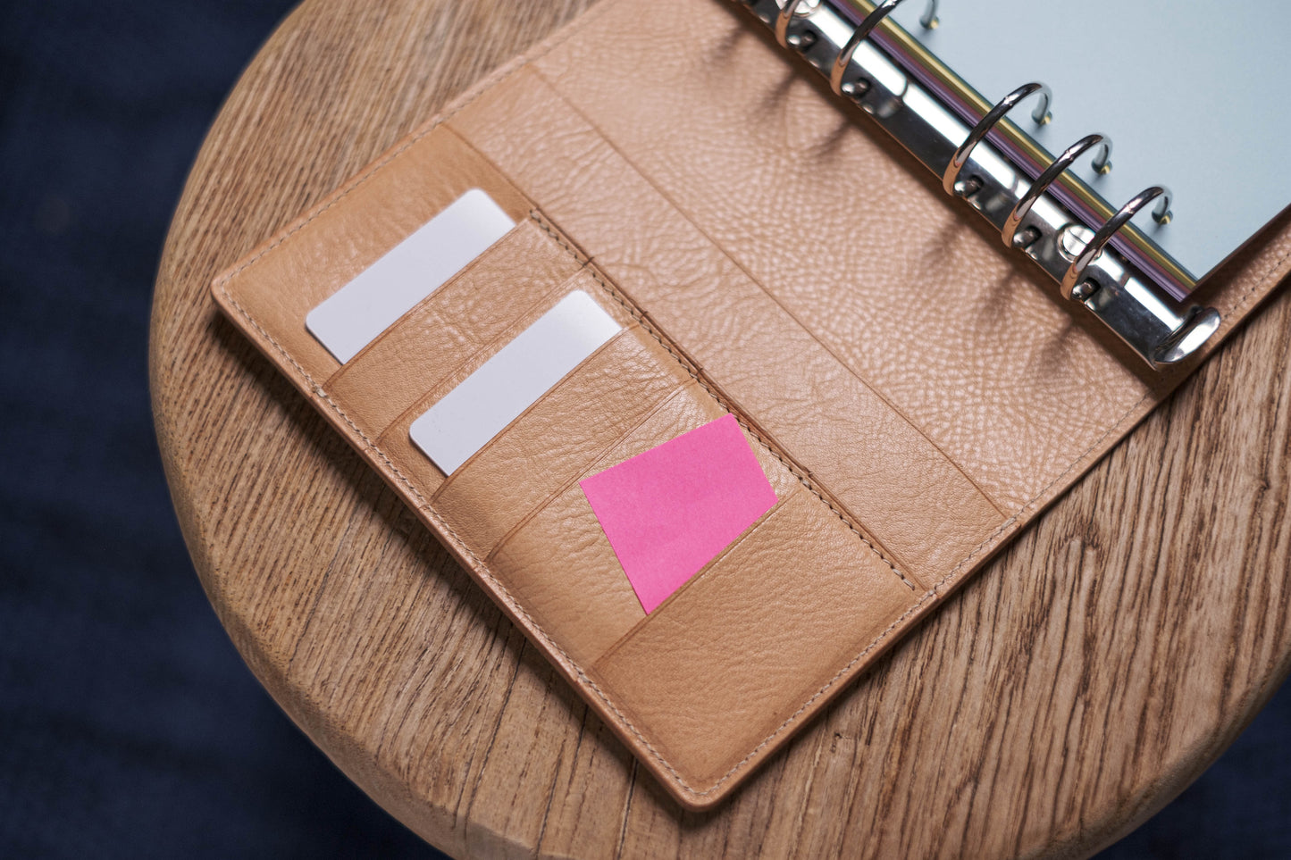 Personal/A6 Natural Pebble Leather Ring Organizer