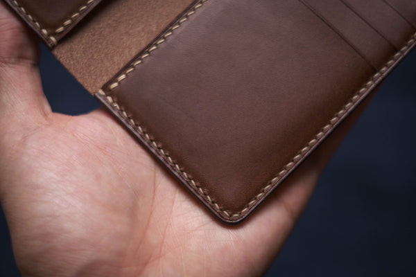 Brown Buttero Leather Vertical Card Wallet