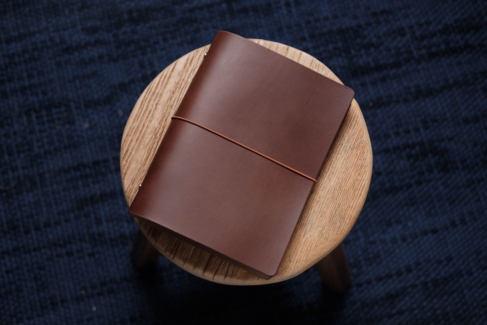 Brown Buttero Leather Binder Cover with Elastic Closure for Filofax
