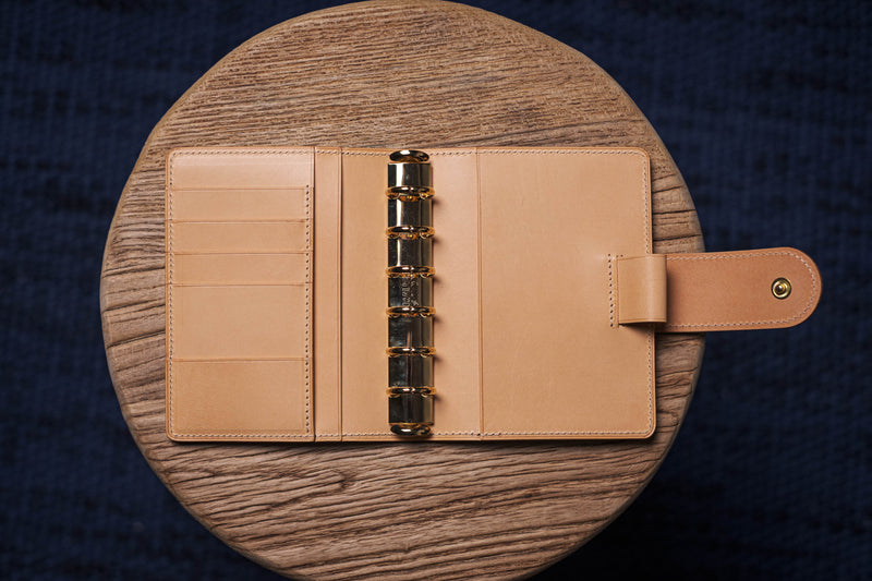 Two-Tone Pocket Black Pebble Leather Ring Organizer with Krause Rings