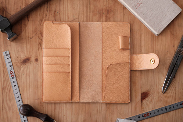 6 COLORS - Hobonichi Weeks Snap Closure Pebbled Leather Cover with Card Slots