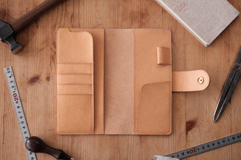 6 COLORS - Hobonichi Weeks Snap Closure Pebbled Leather Cover with Card Slots