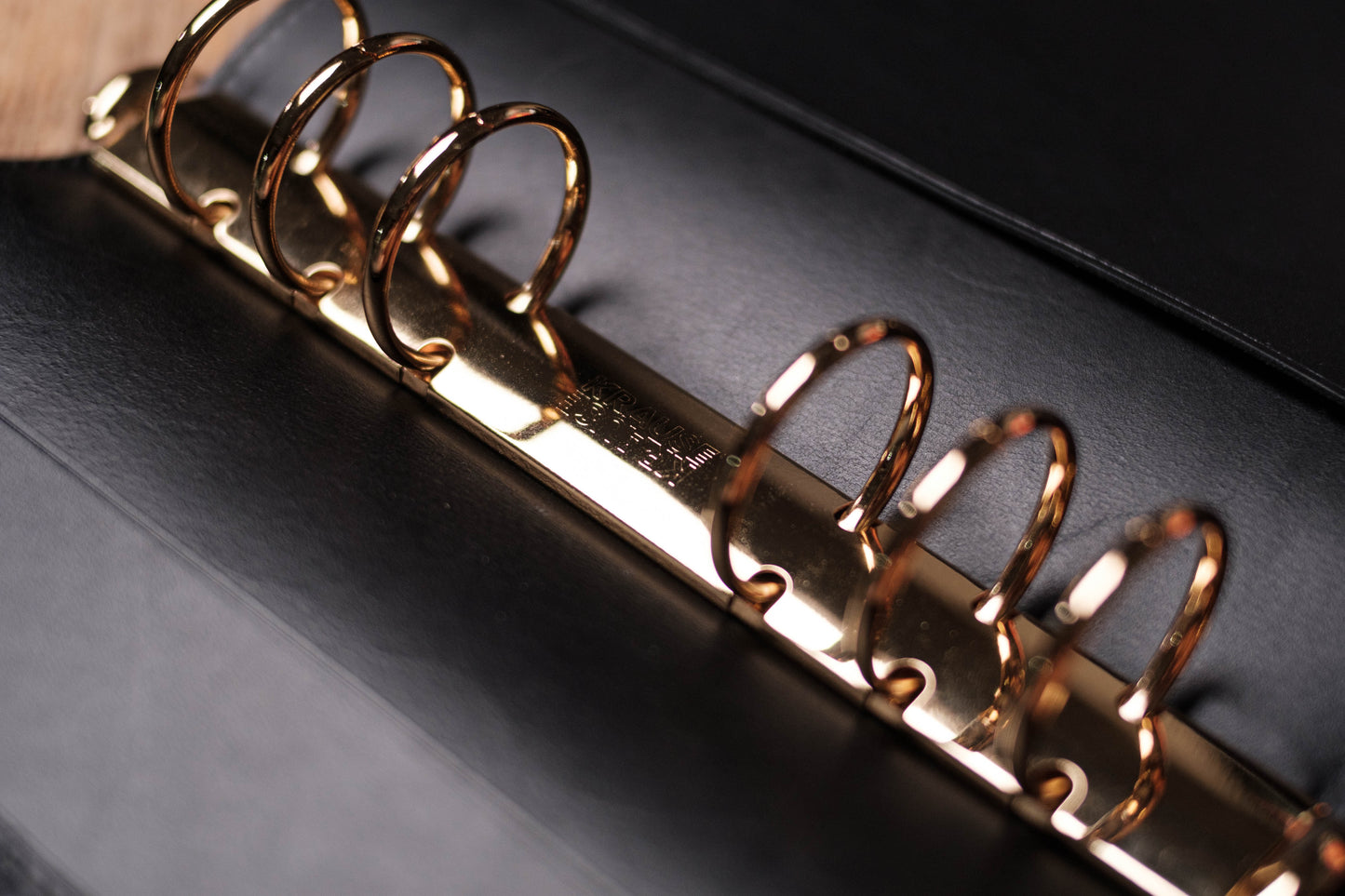 Personal Black Leather Ring Organizer with Krause rings