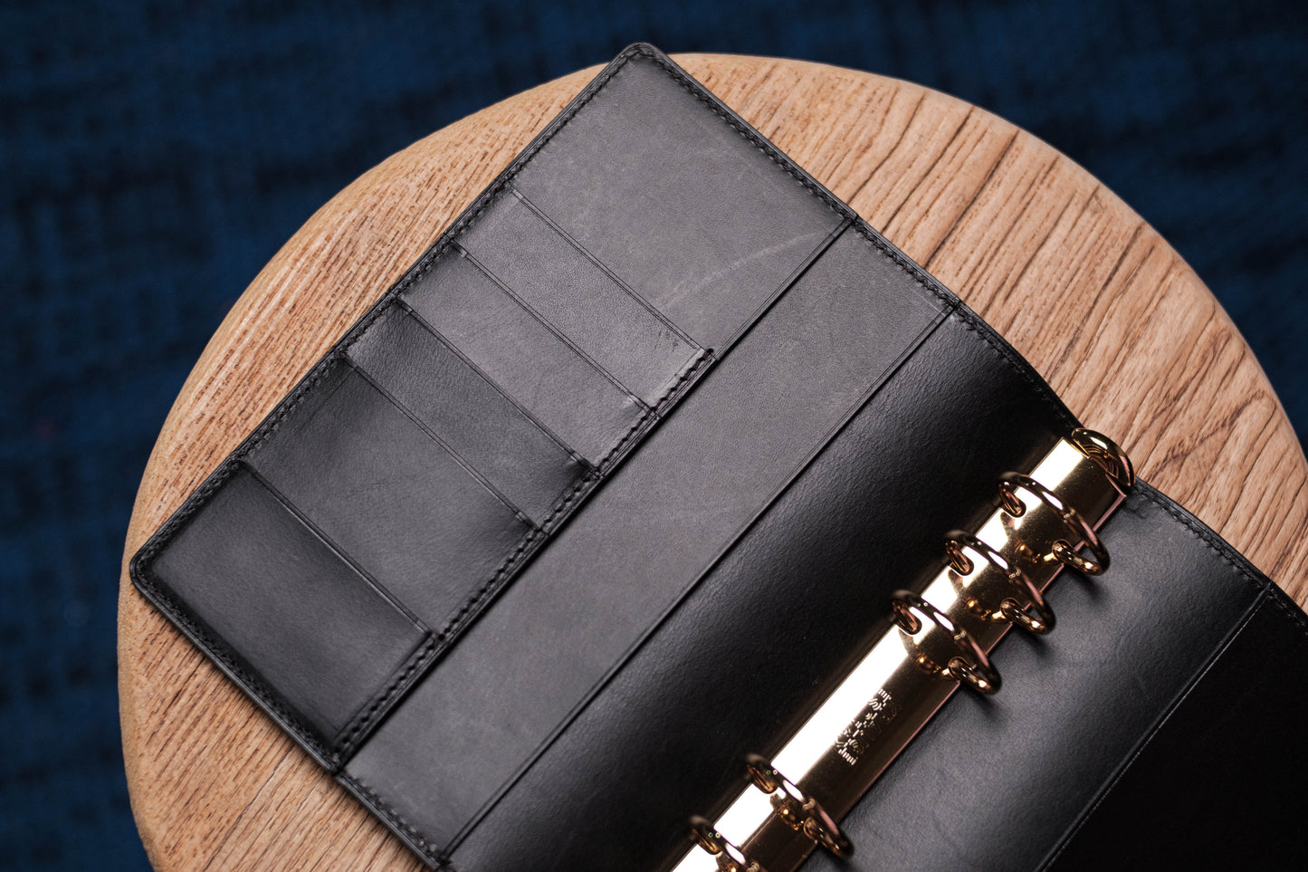 Personal Black Leather Ring Organizer with Krause rings