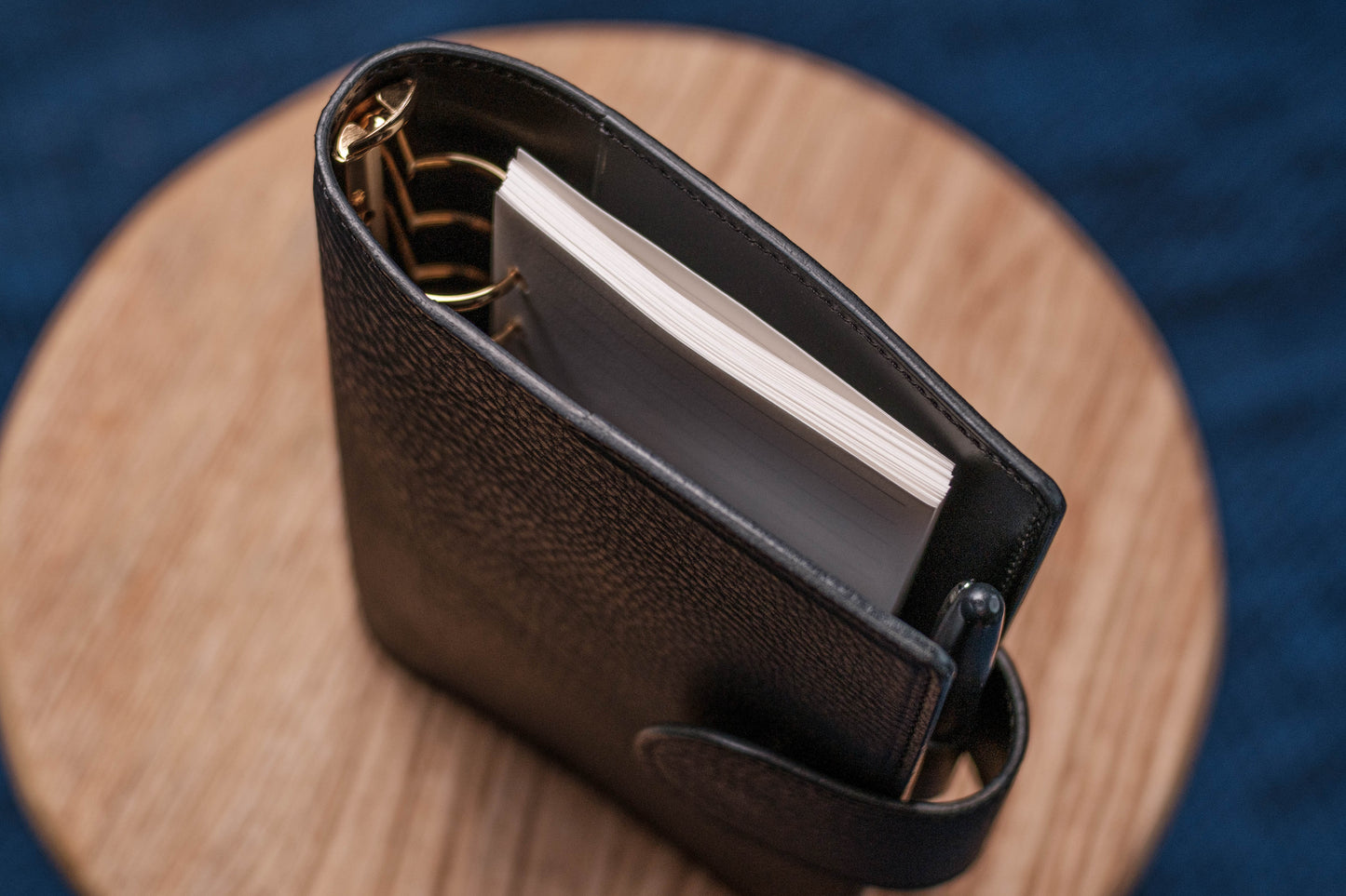 Personal Black Leather Ring Organizer with Krause rings