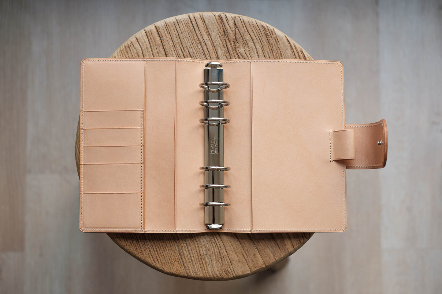 Personal Natural Leather Ring Organizer with Krause rings
