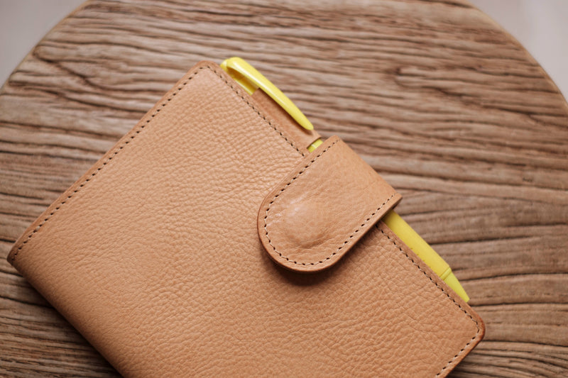 A6/Hobonichi/Midori MD Natural Snap Closure Pebbled Leather Notebook Cover