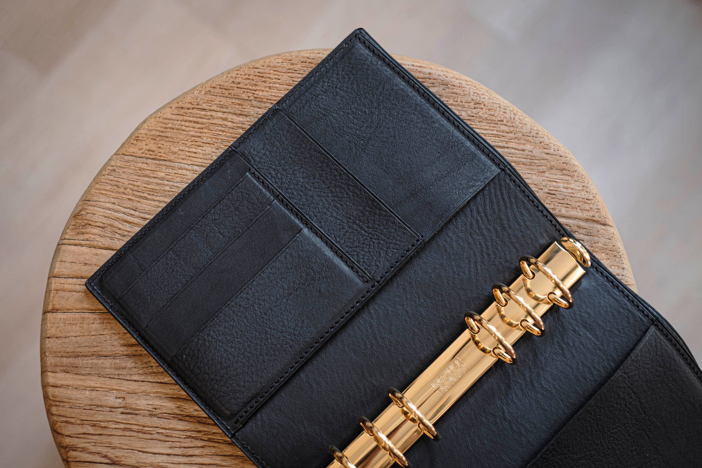 Personal "Big Back Pocket" Pebbled Leather Ring Organizer with Krause rings