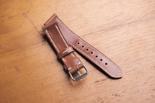 Natural Horween Shell Cordovan Leather Tapered Basic Watch Strap (18, 20, 22 and 24 mm) - Eternal Leather Goods