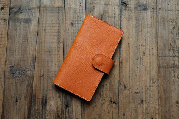 6 COLORS - Weeks Snap Closure Pebbled Leather Notebook Cover