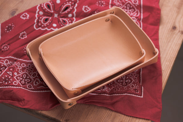 Natural Leather Rectangular Catchall Tray - Eternal Leather Goods