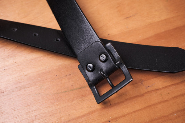 Blackout Unisex Vegetable-tanned Leather Garrison Belt (~1.3 inch, 34 mm wide) - Eternal Leather Goods