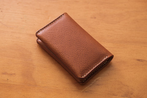6 COLORS - Brown Minerva Box Leather Folded Business Card Holder - Eternal Leather Goods