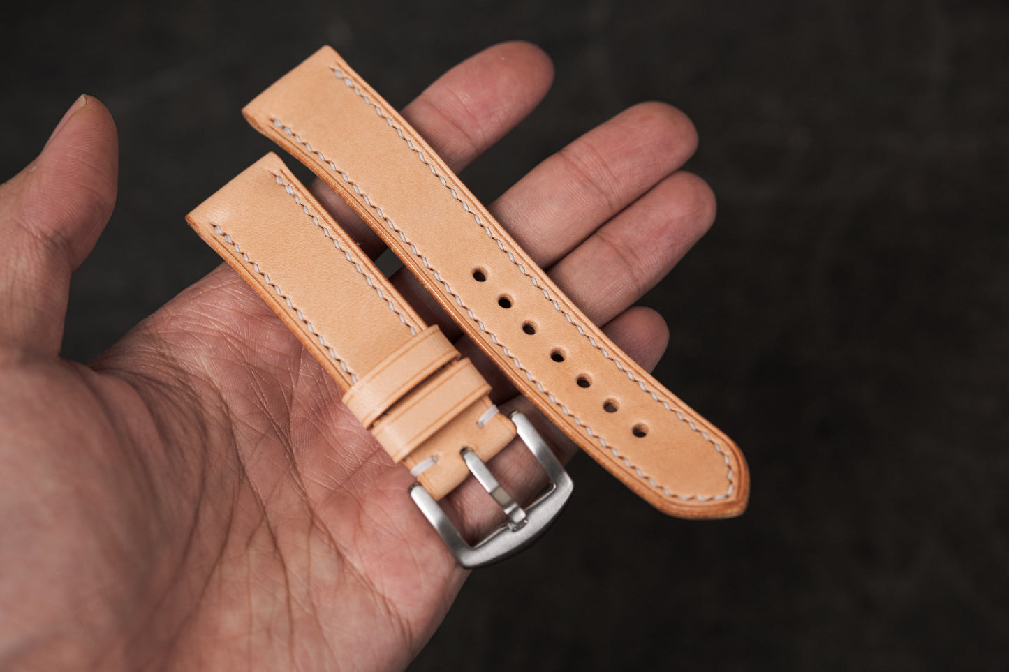 Bracelet de montre conique en cuir naturel (18, 20, 22 et 24 mm)