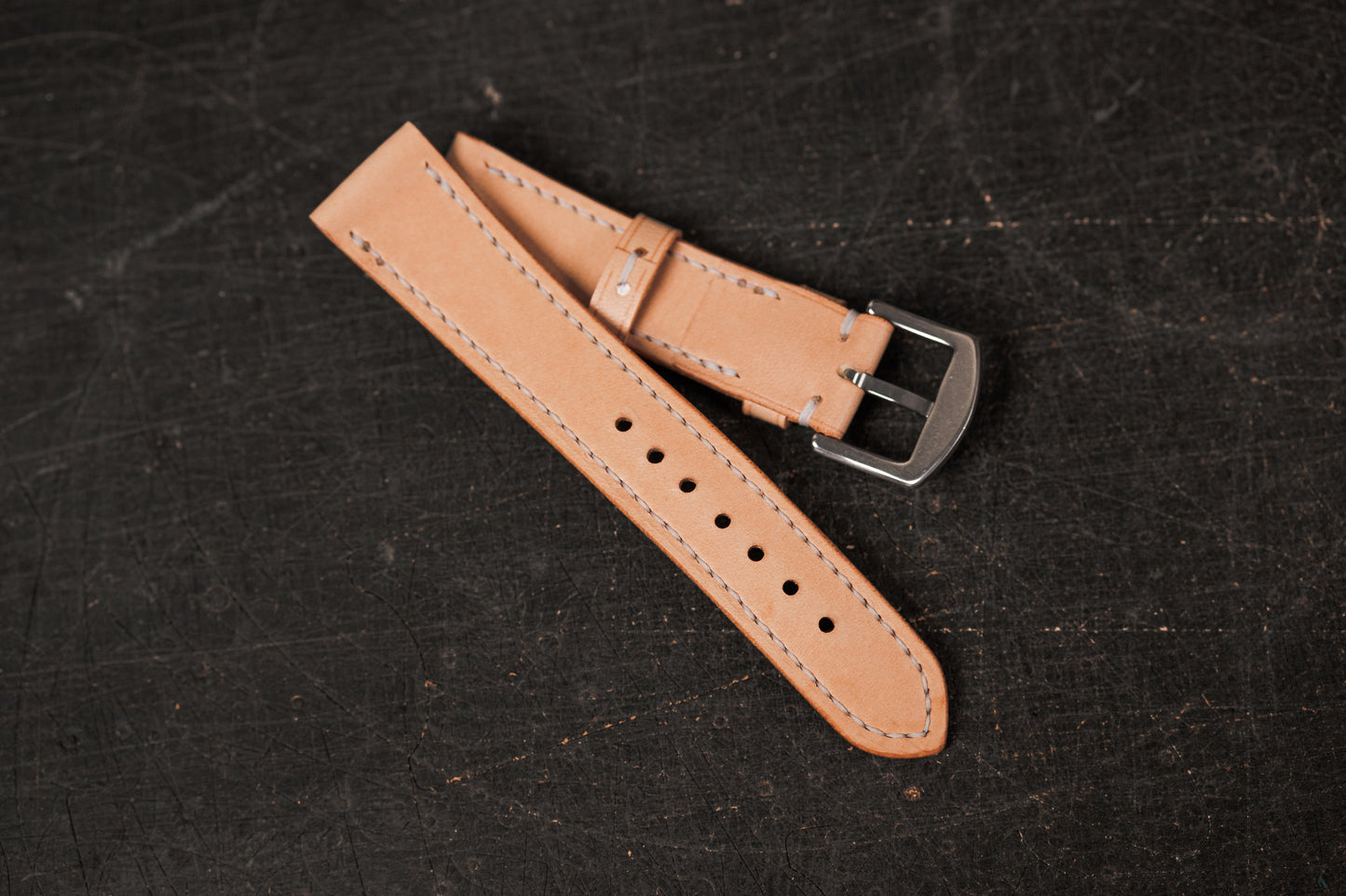 Bracelet de montre conique en cuir naturel (18, 20, 22 et 24 mm)