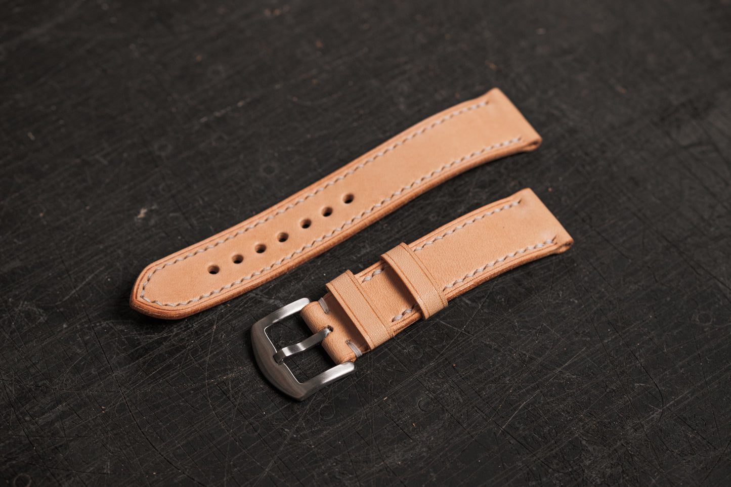 Bracelet de montre conique en cuir naturel (18, 20, 22 et 24 mm)