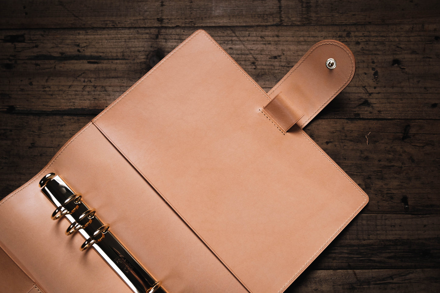 A5 Natural Leather Ring Organizer with Krause rings
