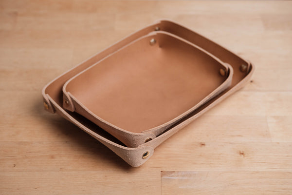 12 COLORS - Caramel Buttero Leather Rectangular Catchall Trays - Eternal Leather Goods