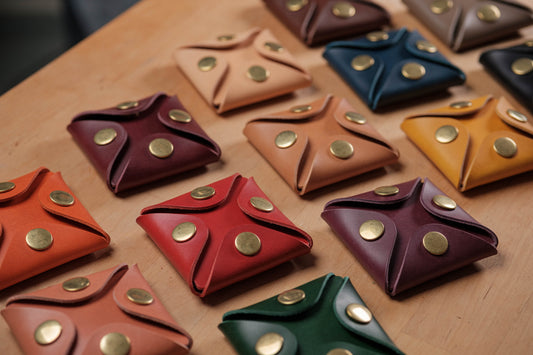 13 COLORS - Vegetable-tanned Leather Square Coin Purse, Utility Pouch - Eternal Leather Goods