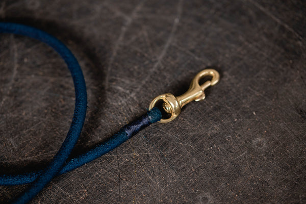 Navy Blue Vegetable-tanned Leather Cord Wallet Rope with Fish Hook - Eternal Leather Goods