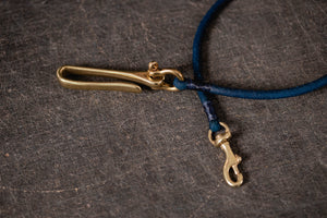 Navy Blue Vegetable-tanned Leather Cord Wallet Rope with Fish Hook - Eternal Leather Goods